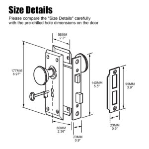 6 mortise lock set interior door